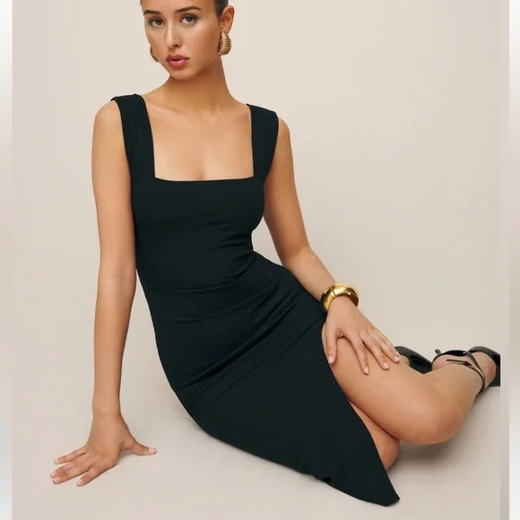 Reformation | Dresses | Reformation Knit Cassi Dress Black Sm 